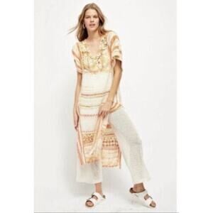 vero moda gold dress Beige Cutout Tiered Mini Dress | Free People main image 1